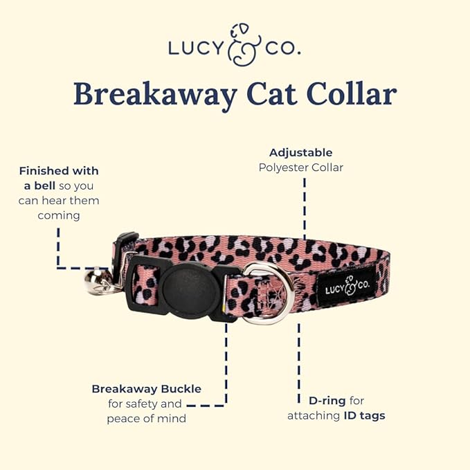 Lucy & Co. Wild Side Breakaway Cat Collar with Bell – Designer Print Adjustable Safety Collar for Cats, Kittens & Small Dogs, Lightweight Pet Collar for Boy & Girl Cats – Small