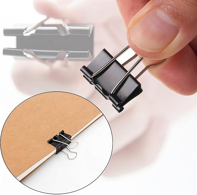 144 Pcs Binder Clips, 1-Inch Medium Paper Clamps for Document Clamp, File, Wide Metallic, Office School and Home Supplies(Black)