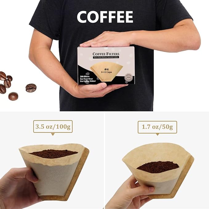 #4 Cone Coffee Filter 8-12 Cup, No Blowout, Disposable