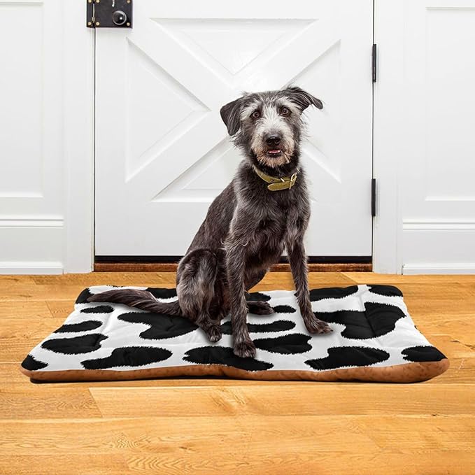 Pet Bed Cow Print Dog Bed Mat Absorbing Non Slip Pad Pet Sleeping Mat for Small, Medium, and Large Dogs Puppy Cat 36 in x 24 in