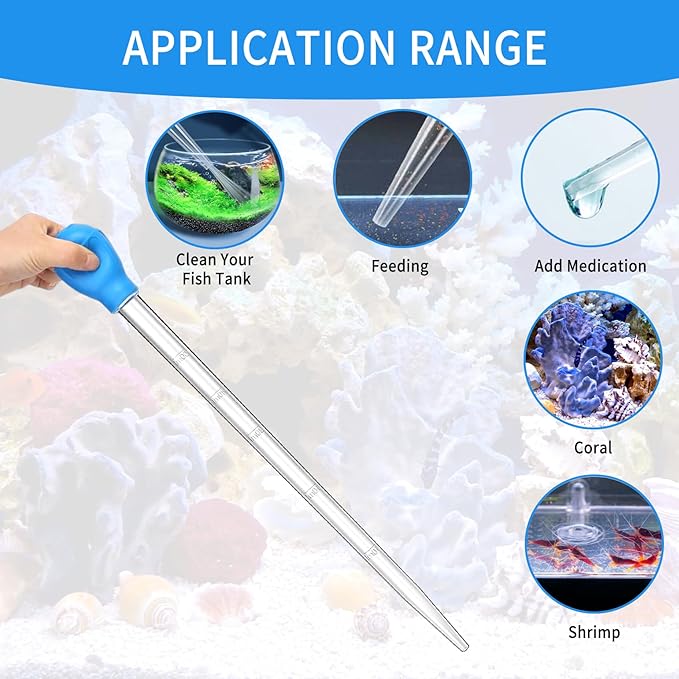 17.7in 1 Pieces Long Pipette for Fish Tank Coral Food Feeder Long Syringe Reef Coral Food Spot Feeder Tube for Reef Aquatic Plant Spider Snake Lizard,for Axolotl Tank Accessories
