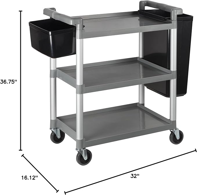 Winco Utility Cart , 32"L x 16-1/8"W x 36-3/4", Gray
