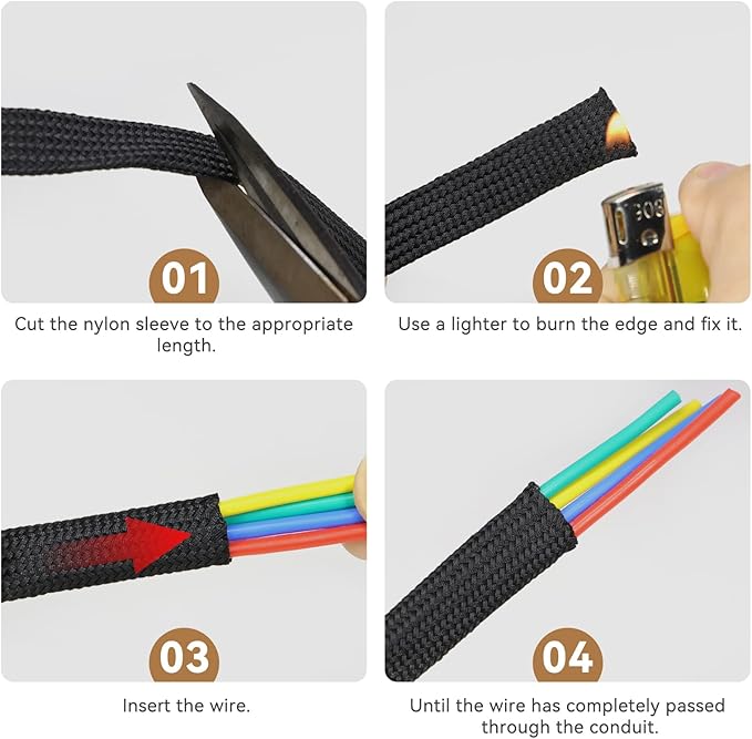 Polyamide Cable Sleeve, 10ft Flexible Expandable Braided Sleeving, Cable Management Sleeve for TV Computer Office Home Entertainment (Black, 5/8")