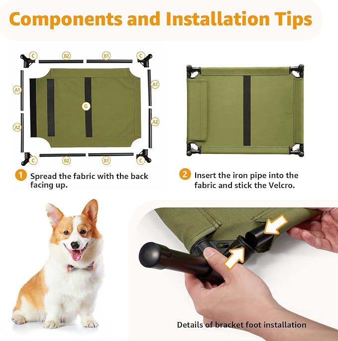 Sytopia Outdoor Raised Dog Cots Bed for Dogs, Medium, Green
