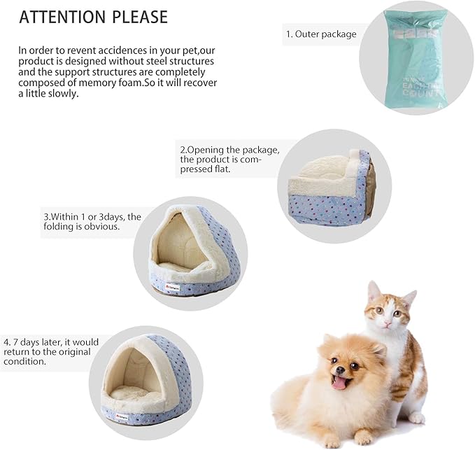 Tofern Dog Beds for Small Dog Cats Colorful Dots Pattern Striped Cute Fleece Warm Washable Igloo Pet Bed with Removable Cover