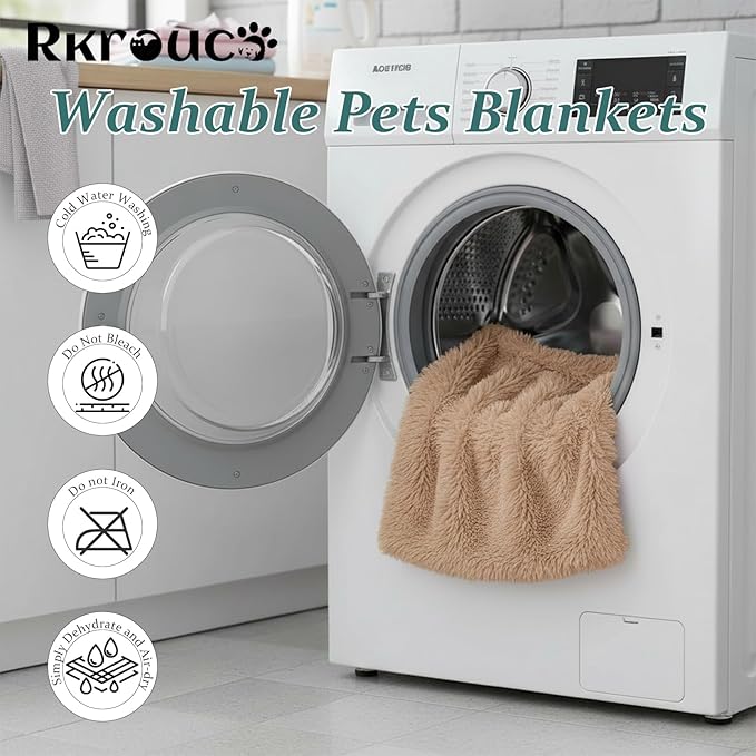 Pets Bed Blanket Dogs Reversible Soft Dog Throw Blankets Cats Mat Sleeper Fuzzy Pet Couch Covers Washable Cat Puppy Cover for Beds Car Sofa Travel Double Sided Furniture Protection (Light Brown,S)