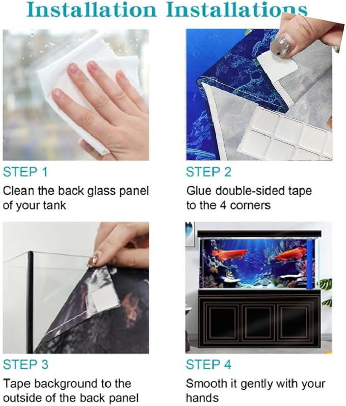 48X20IN Marble Aquarium Background, Art Marble Aquarium Background, Natural Marble Glass Terrarium Background with 8 EVA Double-Sided Tape