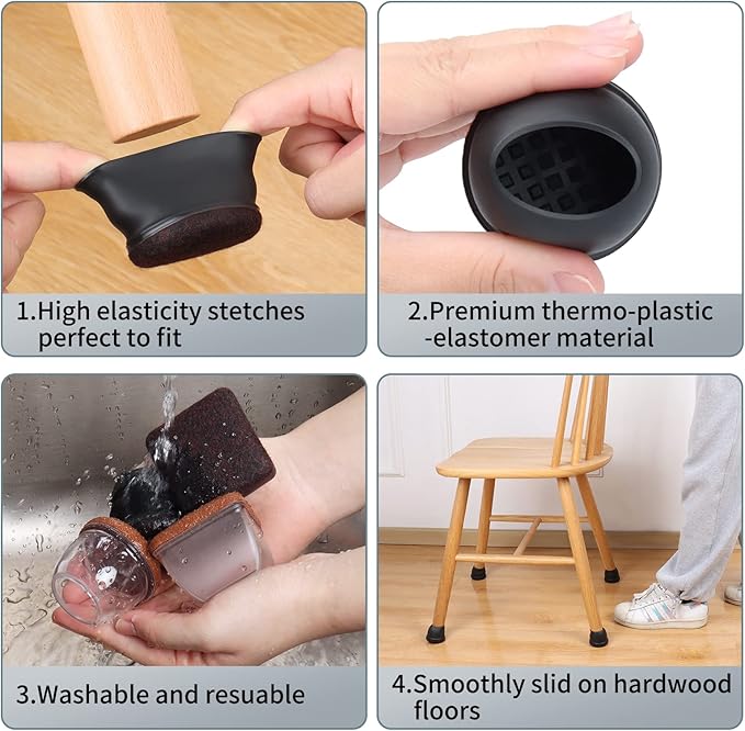 Ezprotekt 8 Pcs Extra Large Chair Leg Protectors