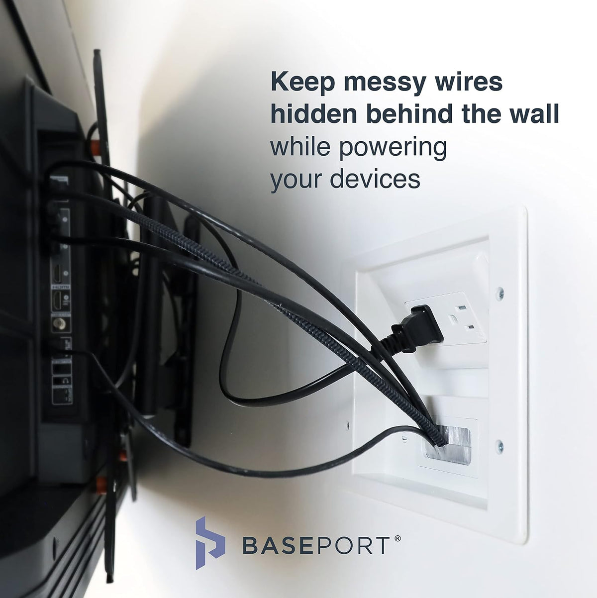 BASEPORT in Wall Cable Management Kit, Complete TV Cable Hider Wall Kit
