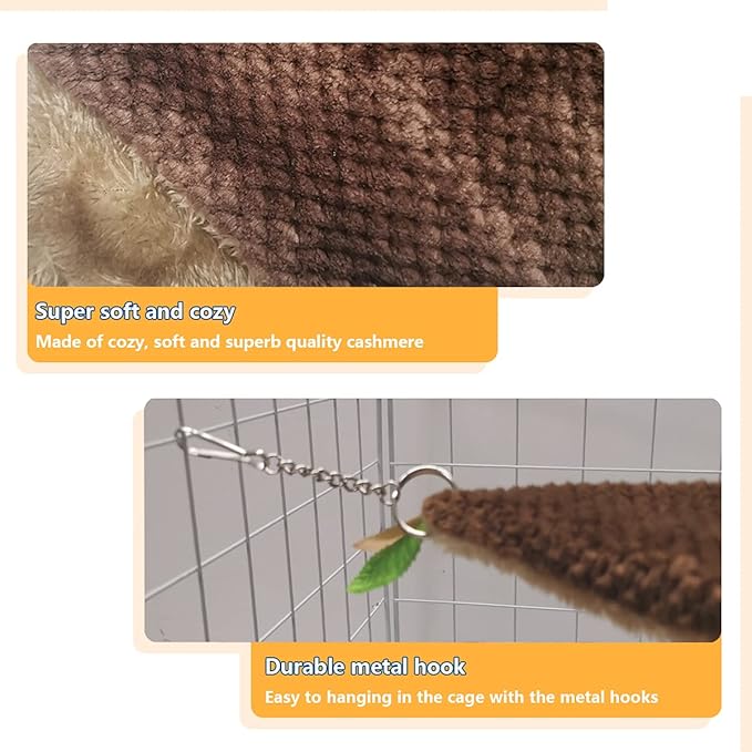 LEFTSTARER Ferret Rat Hammock Bed - Guinea Pig Tunnel Hideout Cage Accessories Toy for Hamster Sugar Glider Chinchilla (3.Bunkbed Hammock)