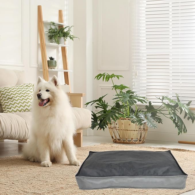 Dog Bed Cover, Comfortable and Quiet Dog Bed Covers for Pet Mat Bed,Washable Removable Cover,Faux Leather Pet Nest, 35" L x 22" W x 3" H ,Cover Only