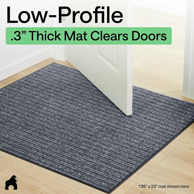 GORILLA GRIP Waterproof Traffic Guard Door Mat, 2 Pack Heavy Duty Entryway Mats