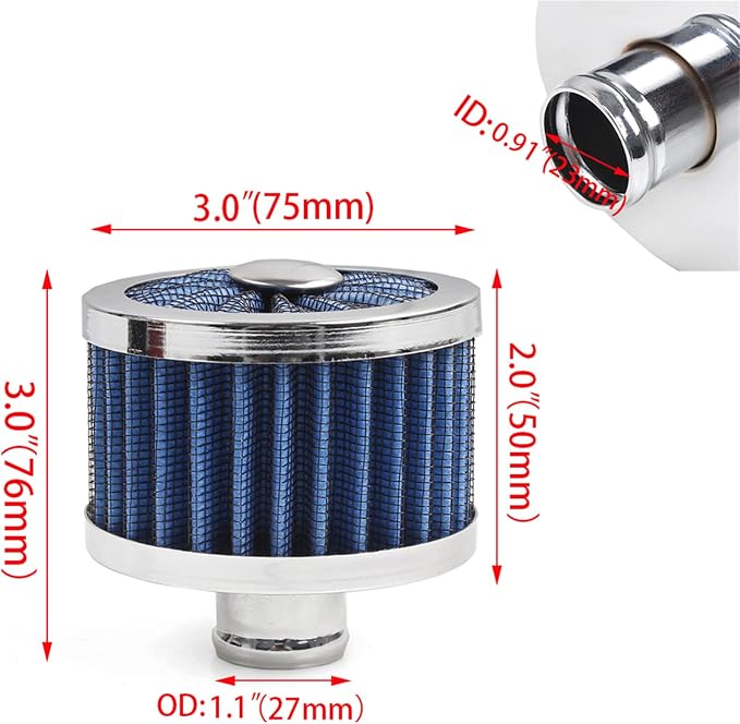 MUGE RACING 23mm Car Air Filter Universal Cold Air Intake Filter High Flow Vent