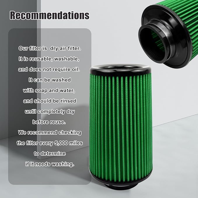 RYANSTAR RACING 76mm 3" High Flow Round Tapered Cone Cool Air Filter Cleaner