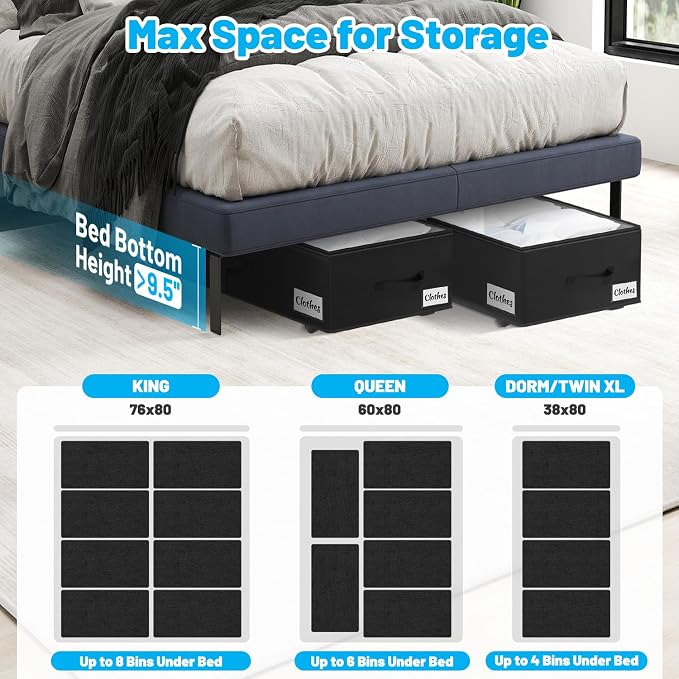 Under Bed Storage with Wheels, Quick Assembly Underbed Shoe Storage Containers