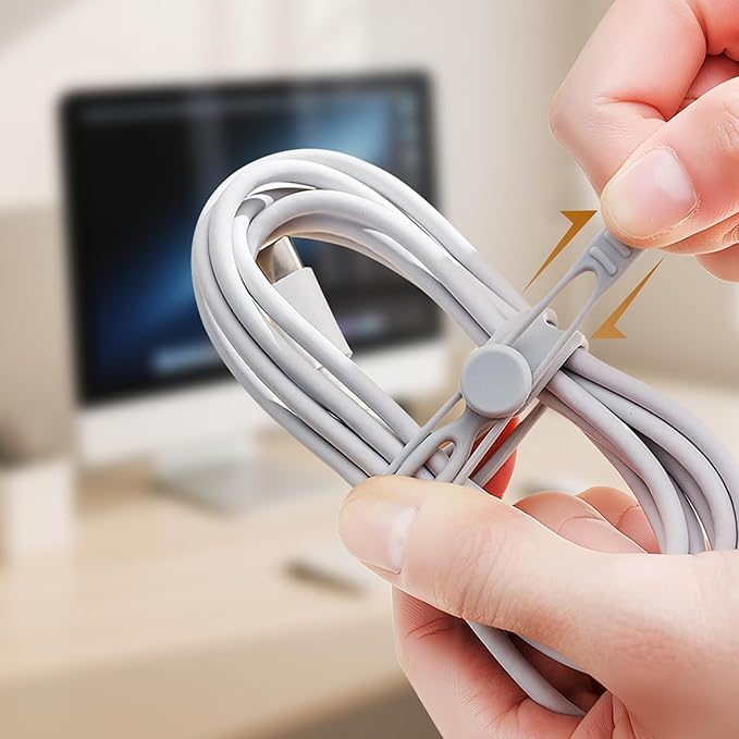30 Pcs Silicone Cable Ties, Reusable Data Cable Organizer Wire Organizers for Office, Multipurpose Elastic Cord Wraps Cable Management for Charging Cord,Appliances,Home,Office,Kitchen,School,Travel