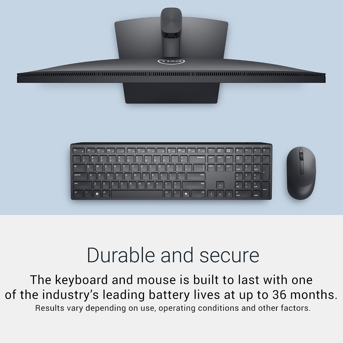 Dell Advanced Wireless Keyboard and Mouse – KM520 - Wireless, 2.4 GHz Interface, USB Wireless Receiver, Volume, Mute Hot Keys, 3 Mouse Buttons, US English, 1 Year Limited Warranty - Black