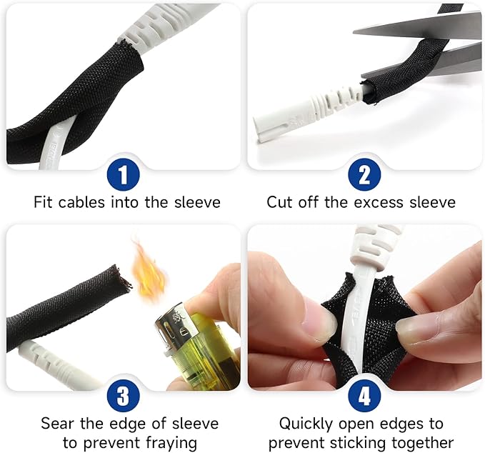 Split Sleeving Cable Harness Management Tube Heat Resistance Braided Wire Loom Mesh Woven Cord Protector Cover (3/8" - 36 Feet)