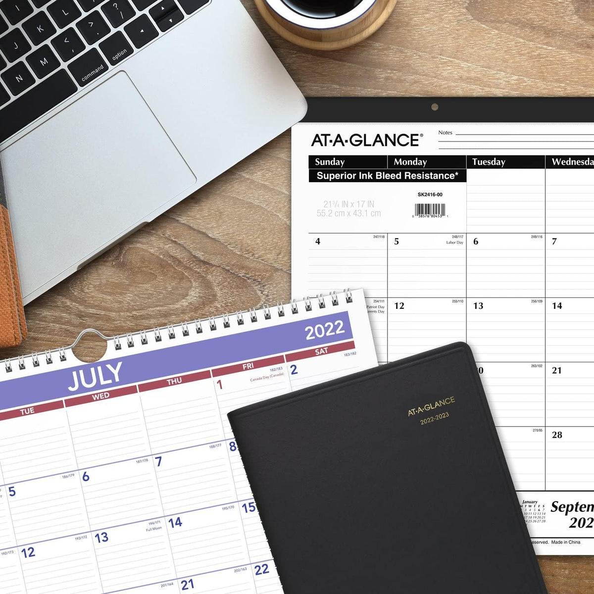 AT-A-GLANCE 2022-2023 Desk Calendar, Monthly Academic Desk Pad, 21-3/4" x 17", Standard (SK241600)