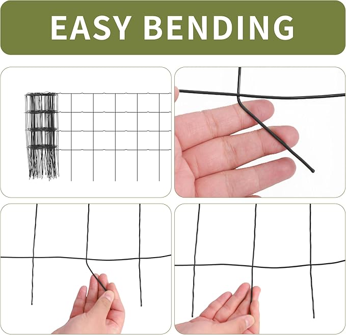 Decorative Garden Fence Border Rolls, Total 14 in x 40 ft 2 Pack Metal Folding Flat Wire Fencing for Yard, Black PVC Coated Outdoor Patio Landscape Flower Bed Edging