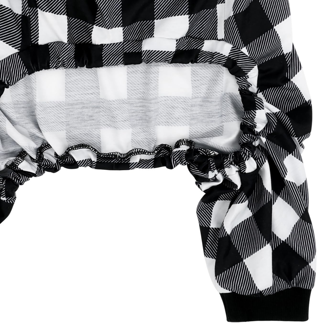 HDE Dog Pajamas One Piece Jammies Jumpsuit Pet Clothes Outfit Stretchy Lightweight Comfy Shirt Pjs for M-3XL Dogs Black & White Buffalo Plaid - M