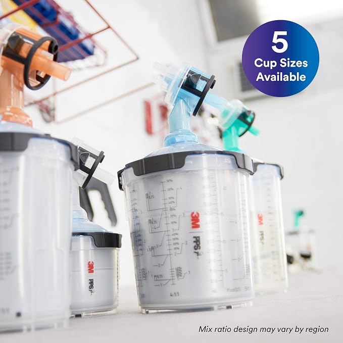 3M PPS 2.0 Spray Gun Cup, Lids and Liners Kit, 3 Ounces, 200-Micron Filter