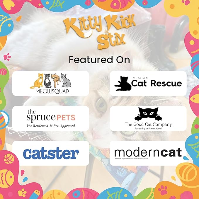 Kitty Kick Stix 15" Catnip Kicker Toy โ Set of 2 | Handmade in USA | Interactive Cat & Kitten Toy | Durable Kicker Packed with 100% Potent Catnip for All Breeds (Christmas Mix)