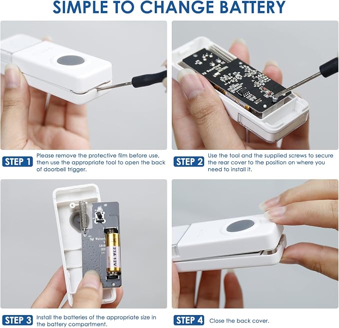 Wireless Doorbell with 2 Receivers 2 Buttons