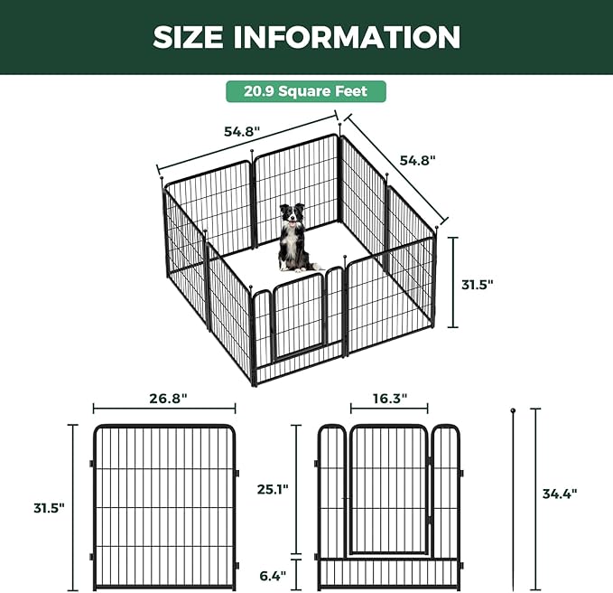 FXW Rollick Unleashed Dog Playpen for Indoor, Yard, RV Camping, 32 inch 8 Panels for Small and Medium Dogs│Patented