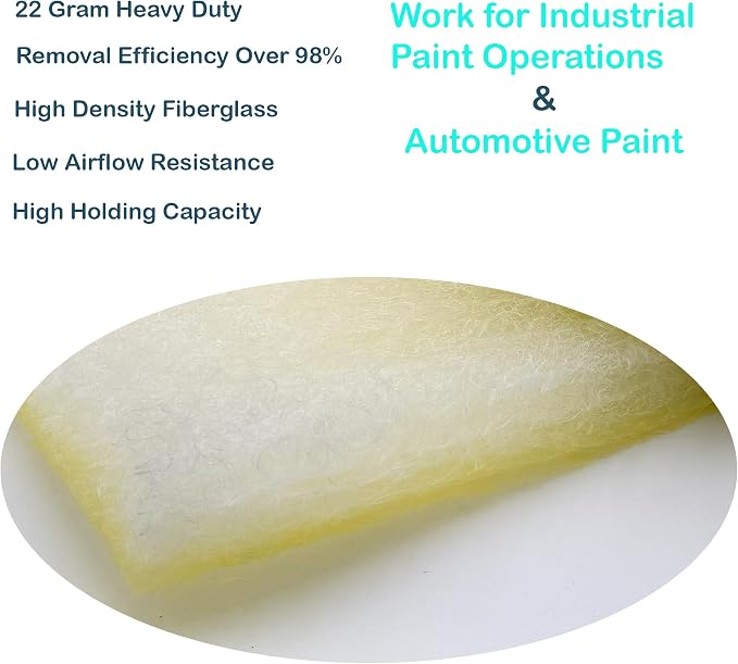 wioboy Paint Booth Exhaust Filter Roll, 22 Gram Heavy Duty Fiberglass Paint