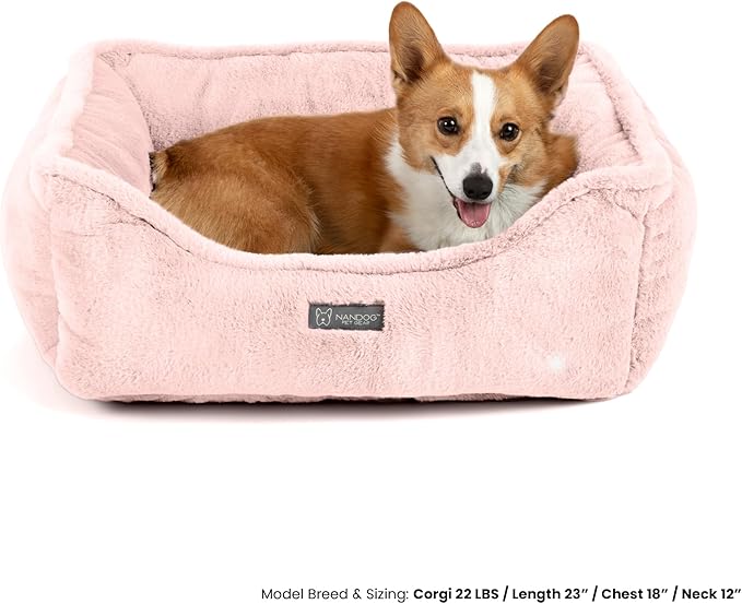 NANDOG Cloud Prive Collection Washable Cat and Dog Bed for Small to Medium Breeds – Made of Ultra Soft Micro Plush Fabric – Reversible Design with Double-Stitched Seams (Blush Pink, Medium 25”)