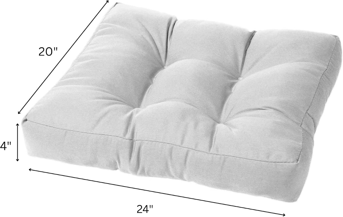 Cushion Source Tufted Ottoman Cushions, 24" X 20" X 4" Indoor and Outdoor Durable Tufted Cushion Made with Fade Resistant Sunbrella Fabric, Sunbrella Buttercup