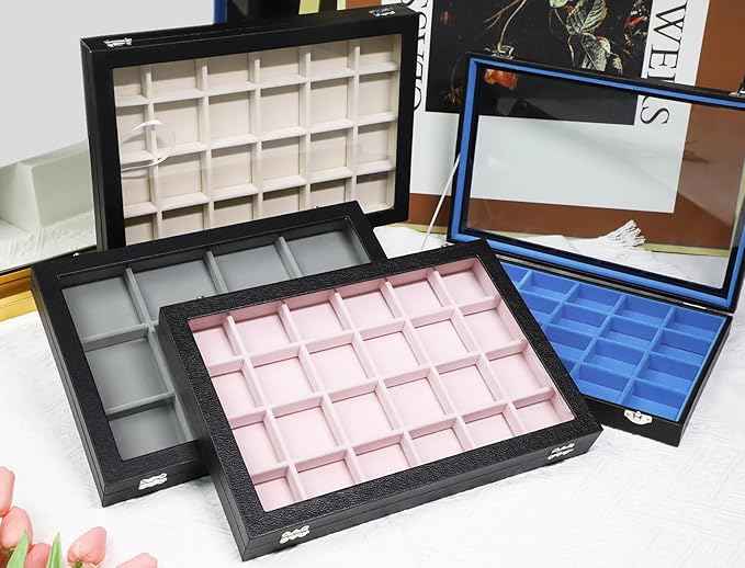 Stratalife Jewelry Organizer 40 Grid Pink Black Jewelry Tray