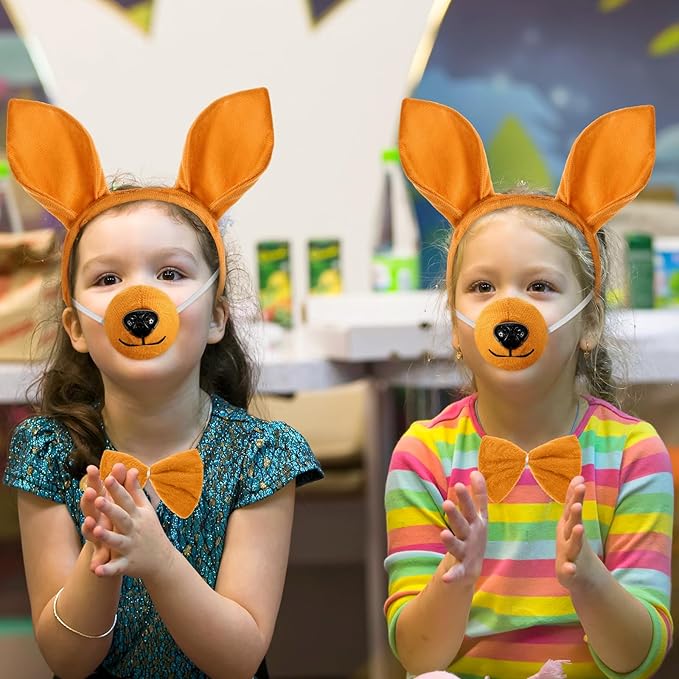 Zhanmai Mardi Gras Costume Kangaroo Costume Set Party Accessories Cosplay Outfit Kit Animal Tutu Skirt Ears Headband Bowtie Tail Nose (Dark Yellow)