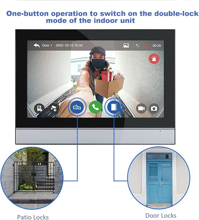7-Inch Touchscreen Video Doorbell & Indoor Display Set. Wired via 4-Core Cable
