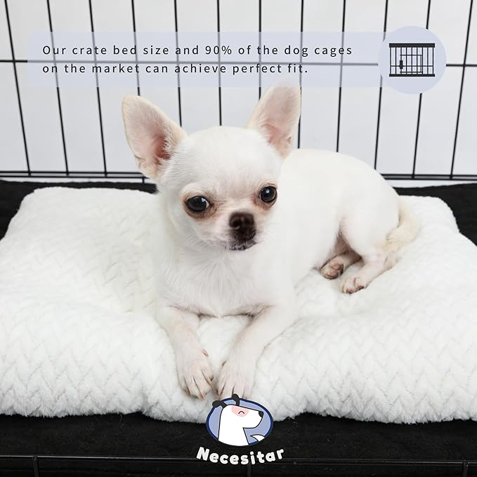 18 inch Dog Crate Bed Dog Mats for Sleeping,Up to 10 lbs Fluffy White Puppy Pad XXS