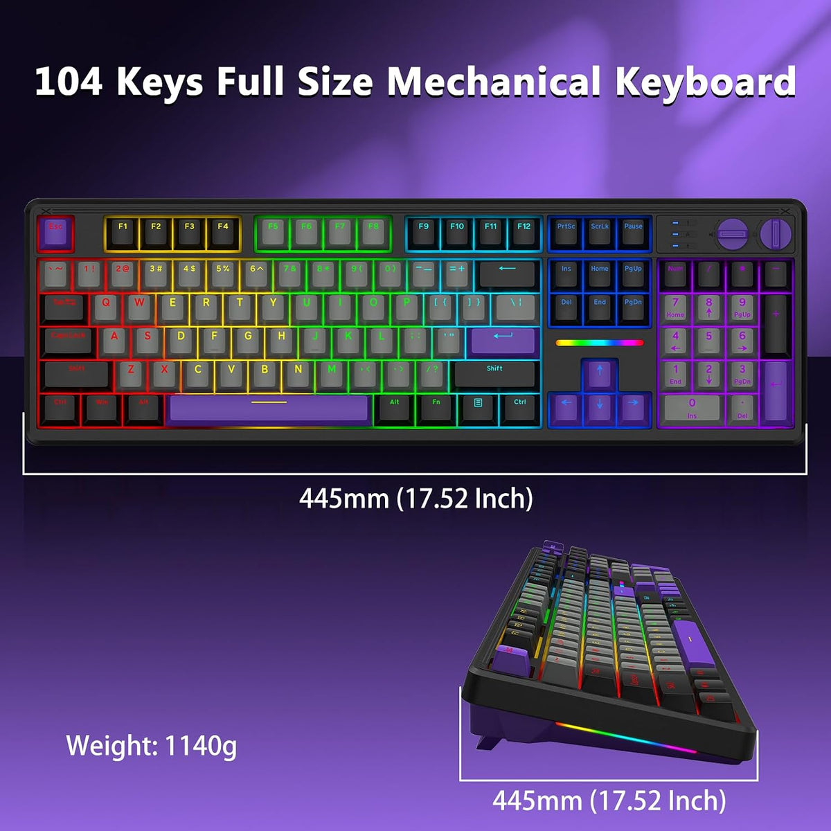 E-YOOSO Wired Creamy Mechanical Keyboard, Led Backlit for PC/Mac, Black