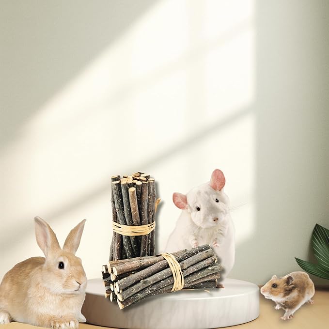 Apple Wood Sticks for Chinchilla,Natural Chew Toys and Treats for Chinchilla Guinea Pig Hamster Gerbil,Rabbit Chew Toys for Teeth (Thin 600g-21oz)