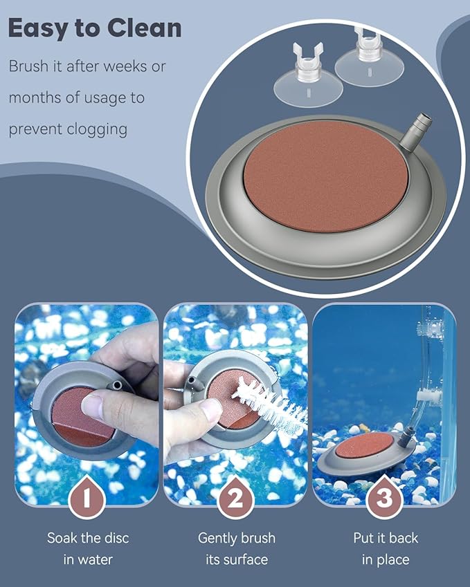 Pawfly 3.5 Inch Air Stone Disc for for Aquariums Fish Tanks & Buckets with Suction Cups, Fish Tank Air Stone Bubbler Diffuser Oxygen (Pump and Tubing Not Included)