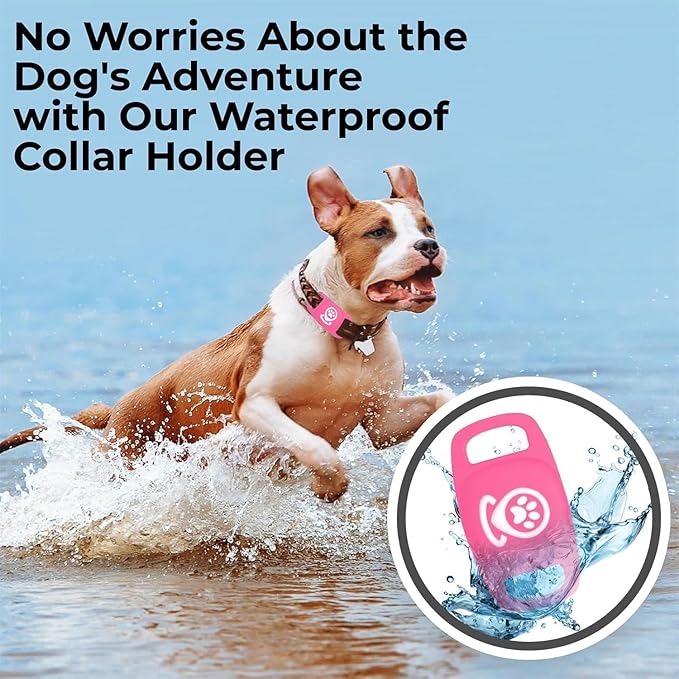 Pet Tracker for Dog, Tracker Smart Pet Location Tracker with Holder, Personalized Smart Item Finder, MFi Certificated Dog Tracking Device, No Monthly Fee, Works with Find My(iOS Only) (Pink)