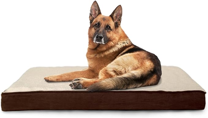 Furhaven Sherpa & Suede Mattress Egg Crate Orthopedic Foam Dog Bed - Navy, Jumbo (X-Large)
