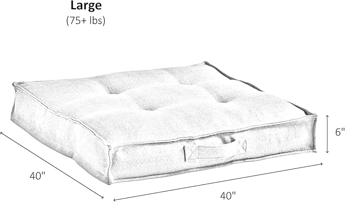 South Pine Porch Mila Square Tufted Pillow Style Dog Bed, Black, Large (40" x 40")