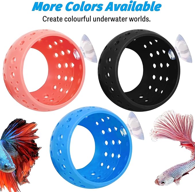Fhiny Betta Tunnel, Aquarium Betta Fish Hideout with Suction Cup Fish Tank Tunnel Shrimp Cave Aquarium Decor Fish Tank Accessories for Small Fish Shrimp Betta Guppy Hiding Resting (Pink)