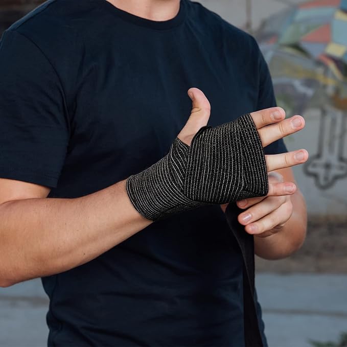 Treela 36 Pcs Self Adherent Bandage 4" X 5 Yard Wrap Breathable Cohesive Bandage Elastic Adhesive Tape for Stretch Athletic Sports Wrist Ankle(Black)