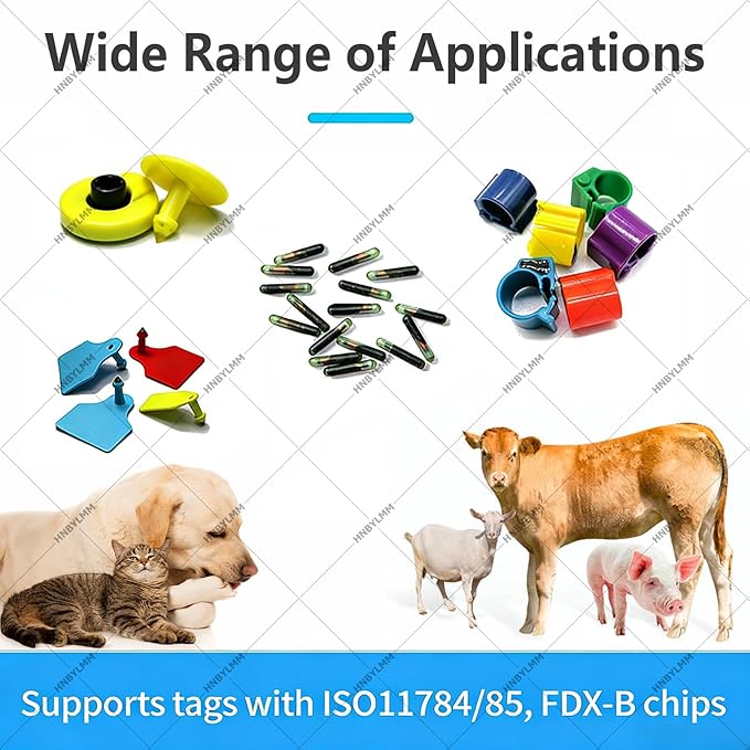 Pet Microchip Scanner, FDX-B/HDX/EMID Animal Handheld ID Scanner Reader, with LCD Display, Rechargeable Battery, Storage Up to 20000 Datas, USB Connection, for Farms Shelters