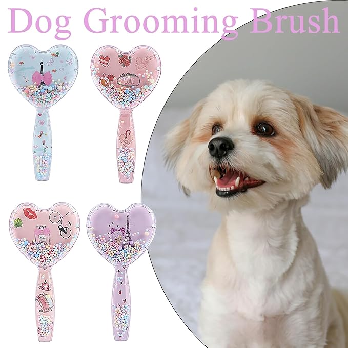 Small Dog Brush, Soft Dog Brush for Shih Tzus, Yorkies, Maltipoos, Maltese , Love Shape Puppy Massaging Hair Brush, Cat Brush, for Small Dogs Cats Rabbits of All Hair Types (Purple)