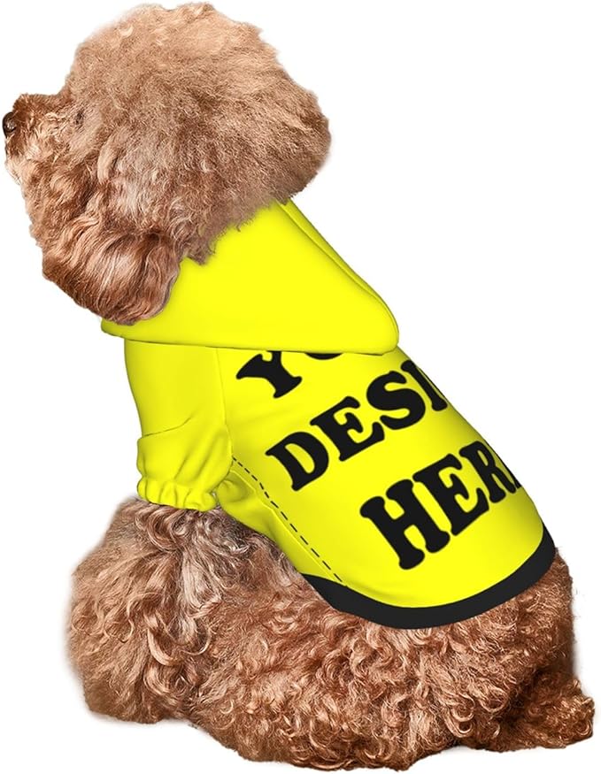 Personalized Chihuahua Dog Hoodie, Custom Pet Warm Sweatshirt Costume with Name Number Photo, Customize ID Clothes for Pupppy Kitten Dogs Cats, Yellow, XS