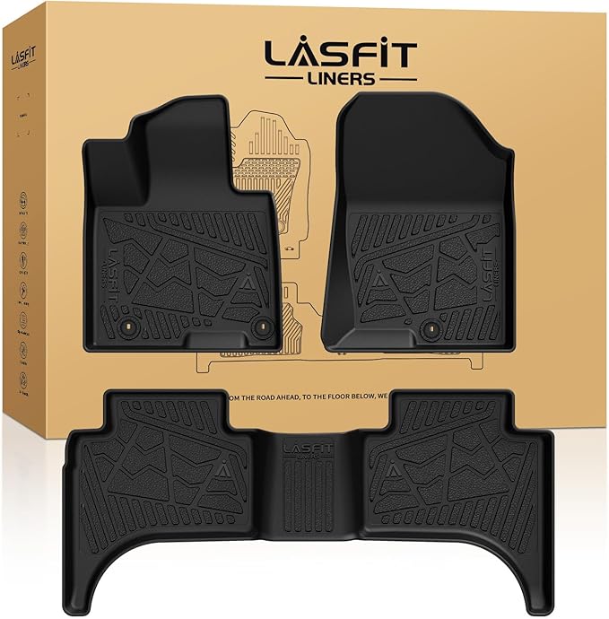 LASFIT Floor Mats for Hyundai Santa Cruz 2026 2025 2024 2023 2022, Custom Fit TPE All Weather Floor Liners 1st & 2nd Row Car Mats Accessoires for Hyundai Santa Cruz 2022-2026, Black
