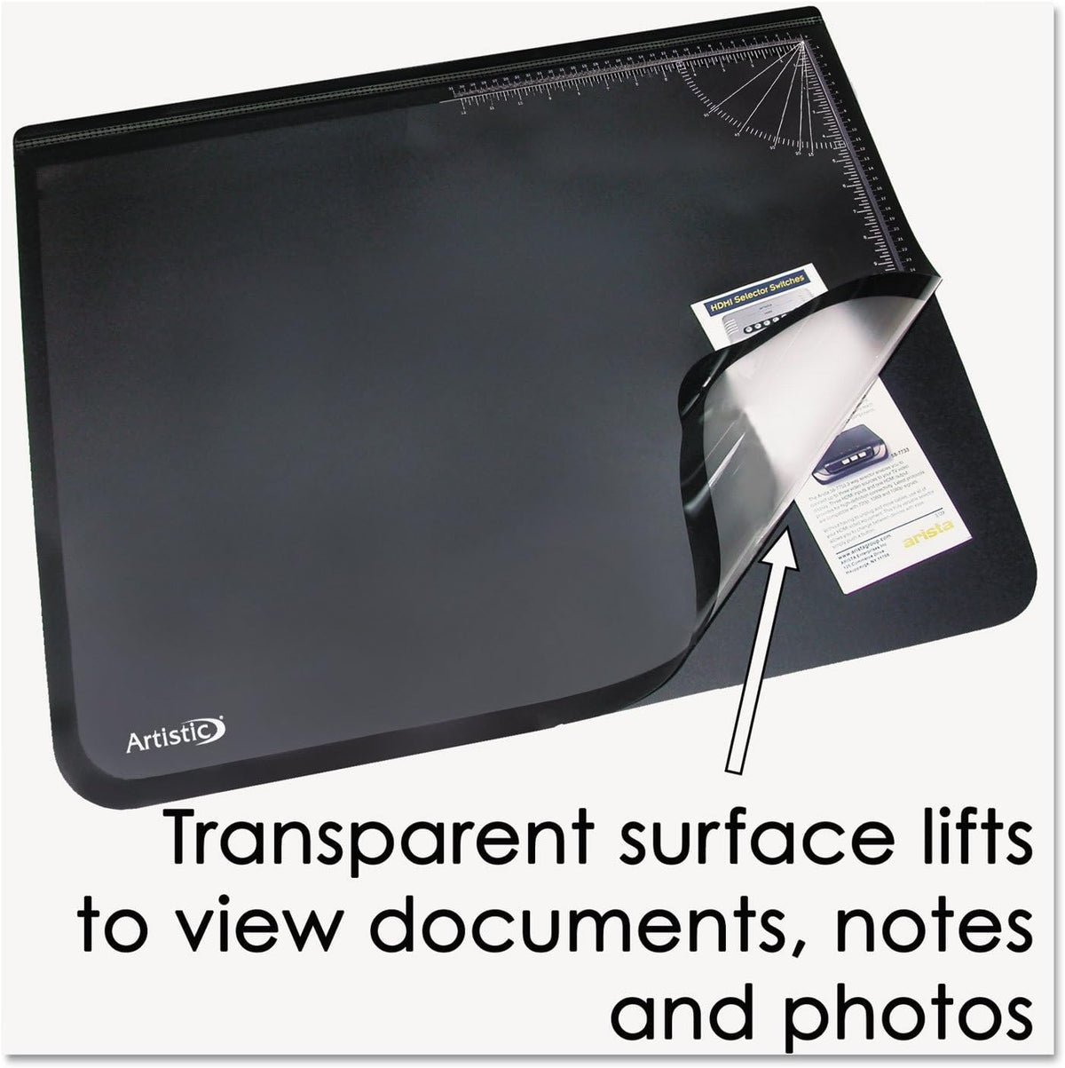 Logo Pad Desktop Organizer with Clear Overlay, 24 x 19, Black