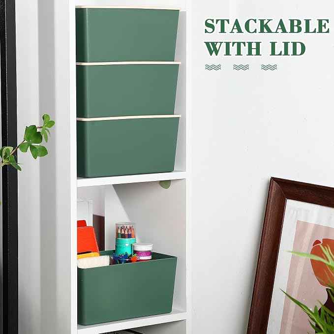 Menkxi 6 Pcs Large and Small Plastic Storage Bins